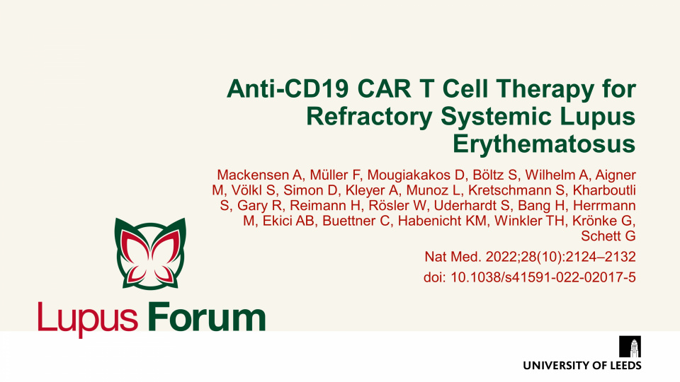 Publication thumbnail: Anti-CD19 CAR T Cell Therapy for Refractory Systemic Lupus Erythematosus