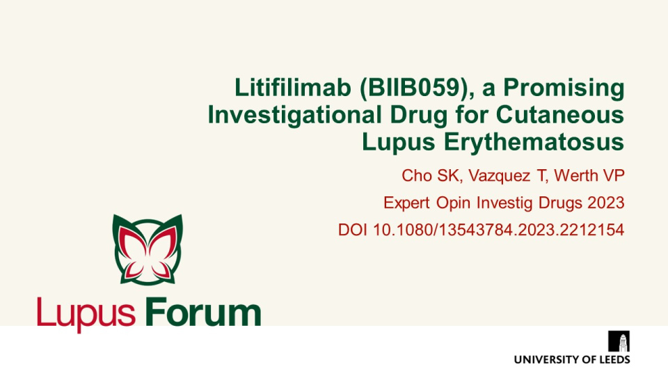 Publication thumbnail: Litifilimab (BIIB059), a Promising Investigational Drug for Cutaneous Lupus Erythematosus