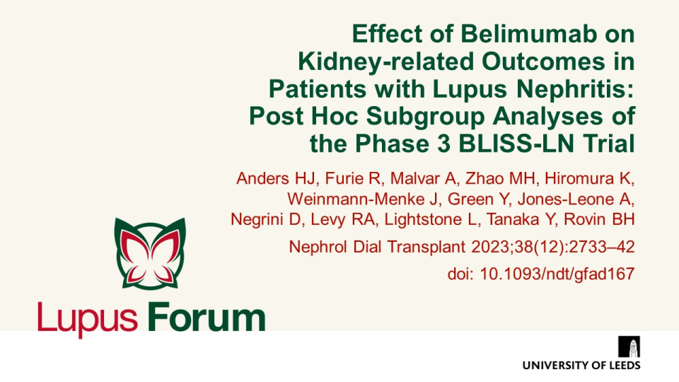 Publication thumbnail: Effect of Belimumab on Kidney-related Outcomes in Patients with Lupus Nephritis: Post Hoc Subgroup Analyses of the Phase 3 BLISS-LN Trial