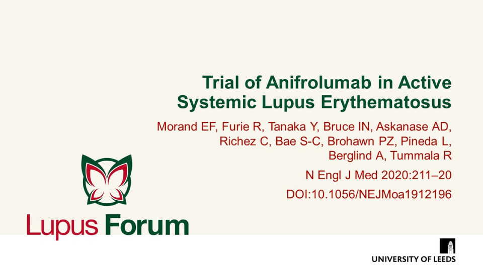 Publication thumbnail: Trial of Anifrolumab in Active Systemic Lupus Erythematosus