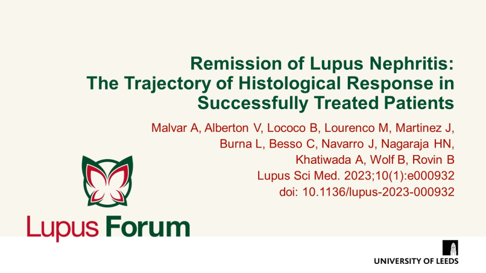 Publication thumbnail: Remission of Lupus Nephritis: The Trajectory of Histological Response in Successfully Treated Patients