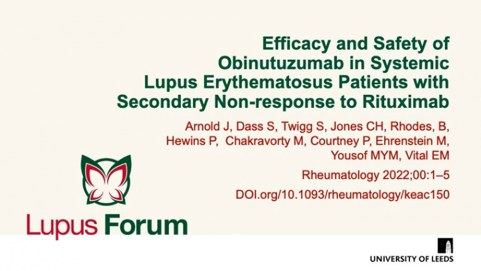 Publication thumbnail: Efficacy and Safety of  Obinutuzumab in Systemic Lupus Erythematosus Patients with  Secondary Non-response to Rituximab
