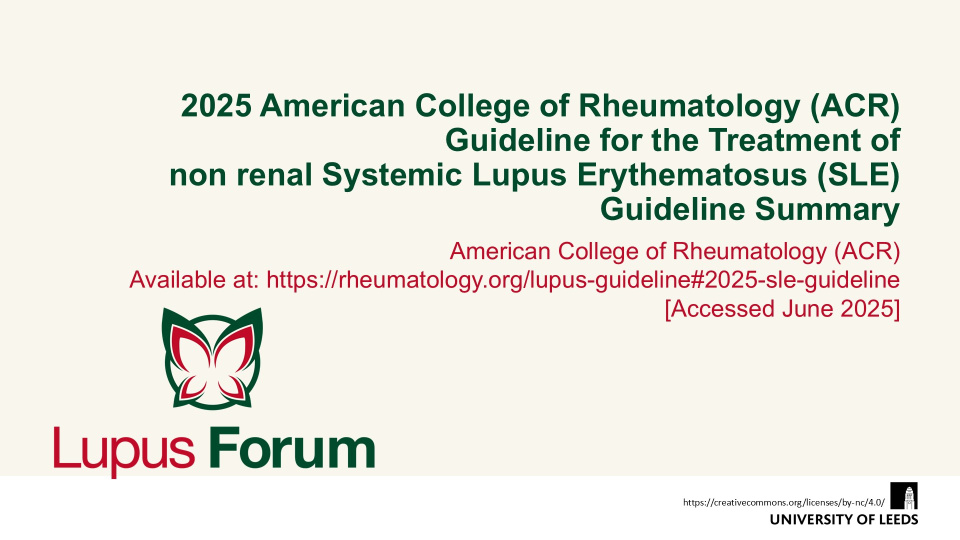 Publication thumbnail: 2025 American College of Rheumatology (ACR) Guideline for the Treatment of Systemic Lupus Erythematosus (SLE) Guideline Summary