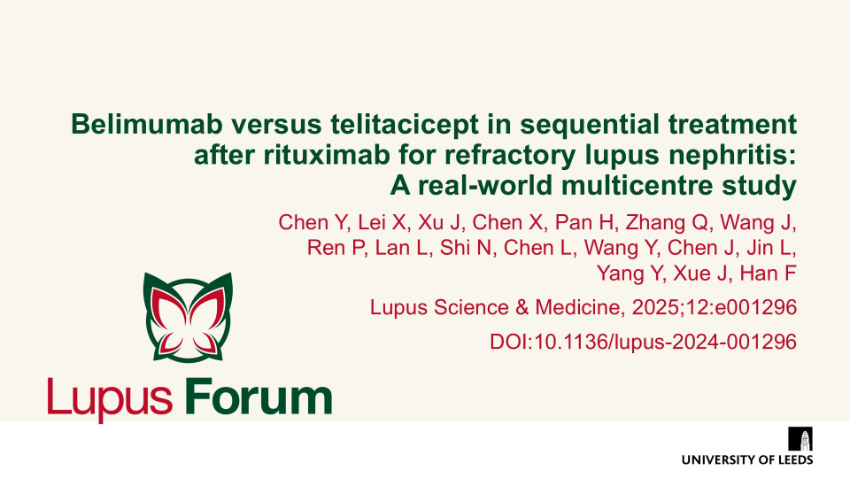 Publication thumbnail: Belimumab versus telitacicept in sequential treatment after rituximab for refractory lupus nephritis:  A real-world multicentre study