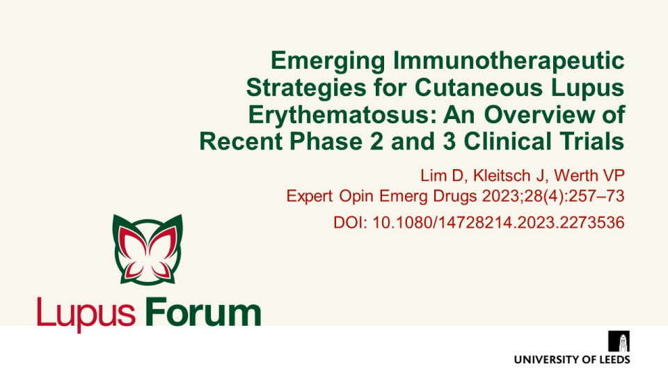 Publication thumbnail: Emerging Immunotherapeutic Strategies for Cutaneous Lupus Erythematosus: An Overview of Recent Phase 2 and 3 Clinical Trials
