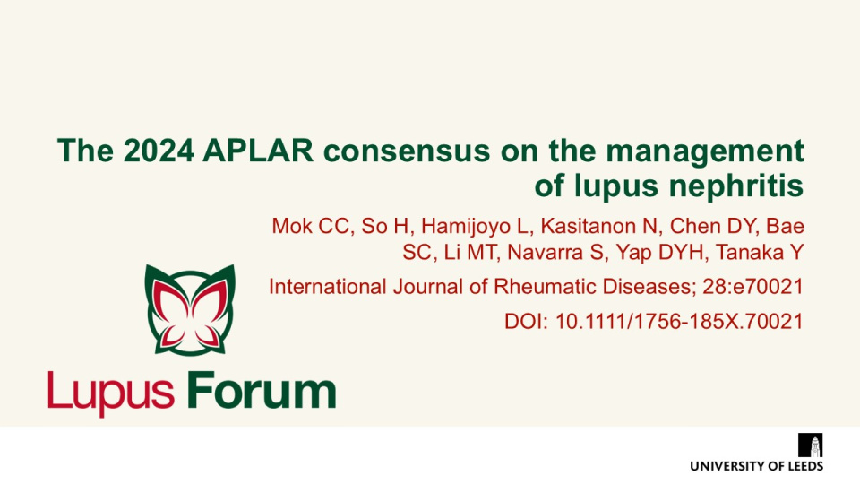 Publication thumbnail: The 2024 APLAR consensus on the management of lupus nephritis