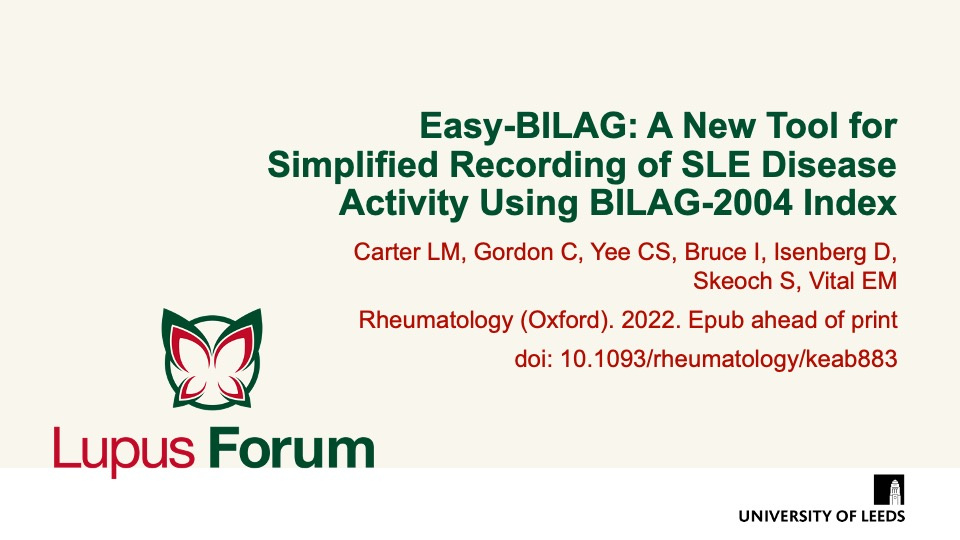 Publication thumbnail: Easy-BILAG: a new tool for simplified recording of SLE disease activity using BILAG-2004 index
