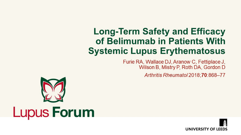 Publication thumbnail: Long-Term Safety and Efficacy of Belimumab in Patients With Systemic Lupus Erythematosus