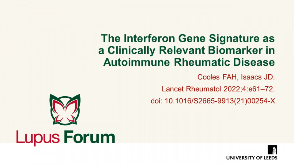 Publication thumbnail: The Interferon Gene Signature as a Clinically Relevant Biomarker in Autoimmune Rheumatic Disease