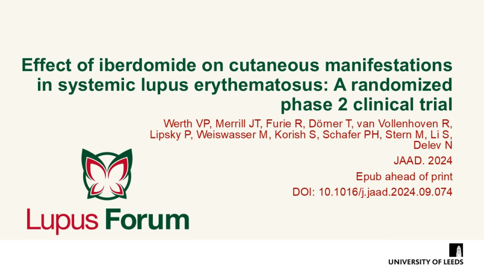 Publication thumbnail: Effect of iberdomide on cutaneous manifestations in systemic lupus erythematosus: a randomized phase 2 clinical trial