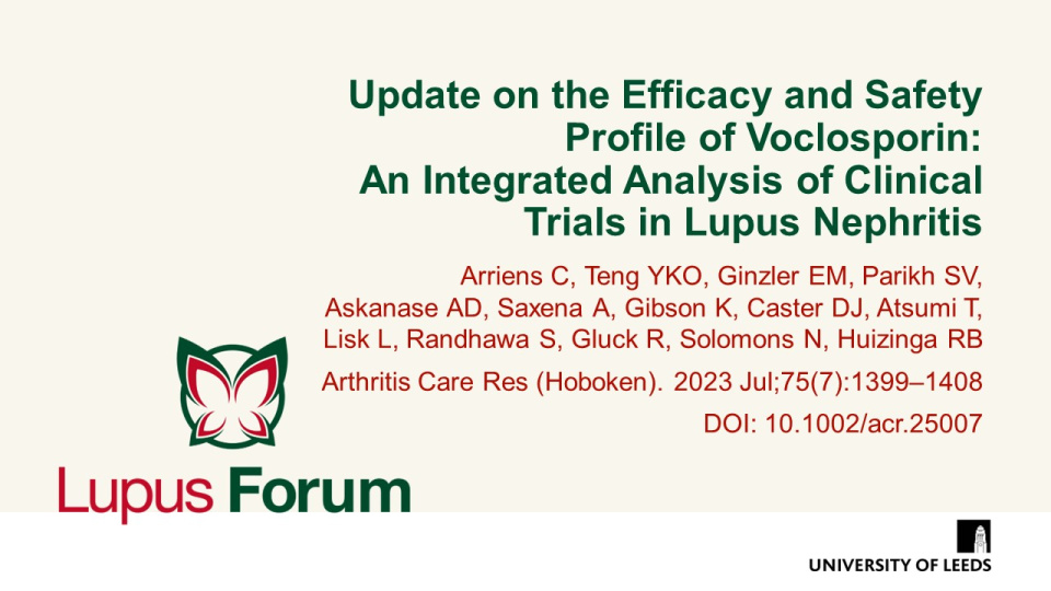 Publication thumbnail: Update on the Efficacy and Safety Profile of Voclosporin:  An Integrated Analysis of Clinical Trials in Lupus Nephritis