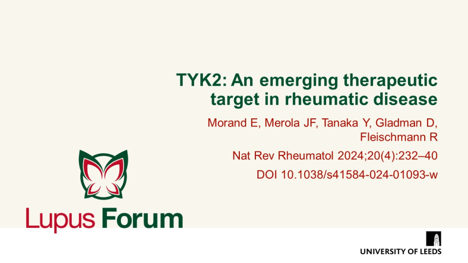 Publication thumbnail: TYK2: An emerging therapeutic target in rheumatic disease