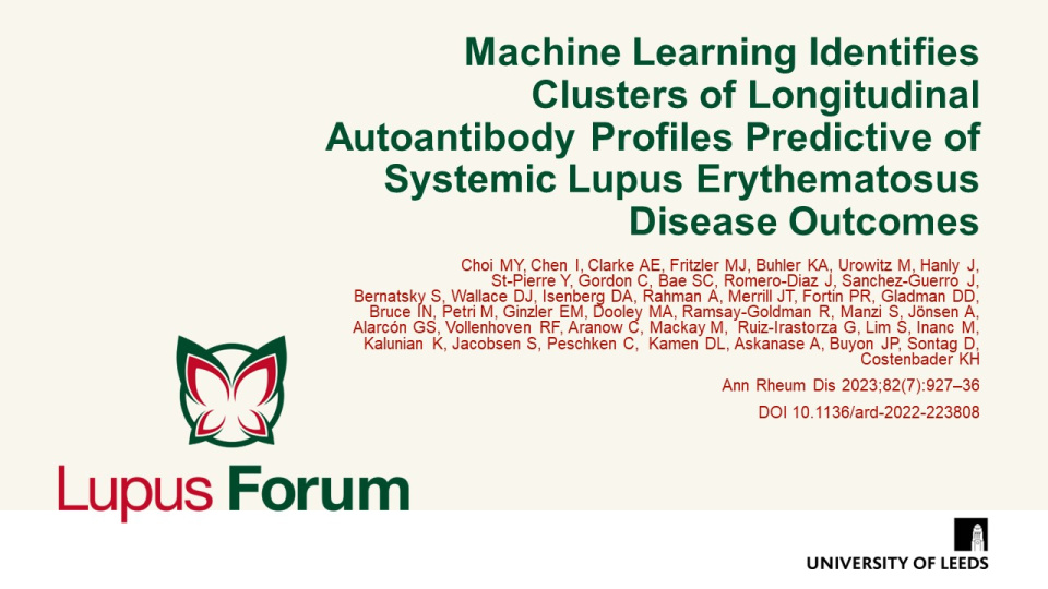 Publication thumbnail: Machine Learning Identifies Clusters of Longitudinal Autoantibody Profiles Predictive of Systemic Lupus Erythematosus Disease Outcomes
