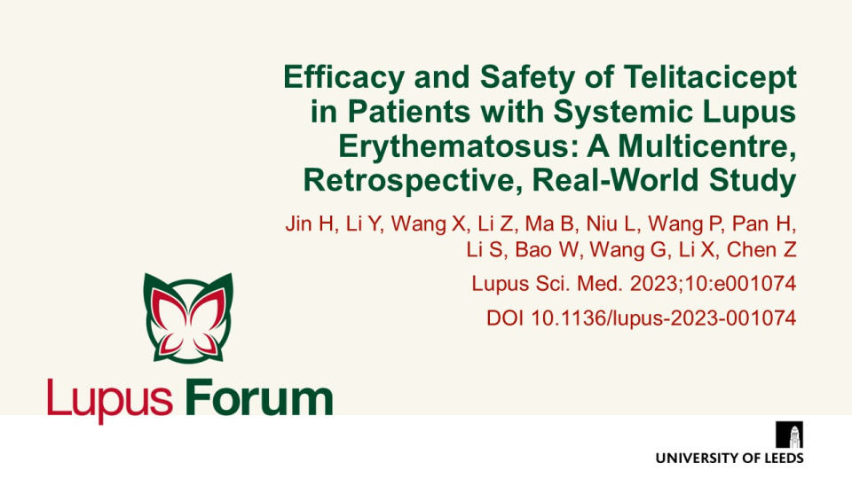 Publication thumbnail: Efficacy and Safety of Telitacicept in Patients with Systemic Lupus Erythematosus: A Multicentre, Retrospective, Real-World Study